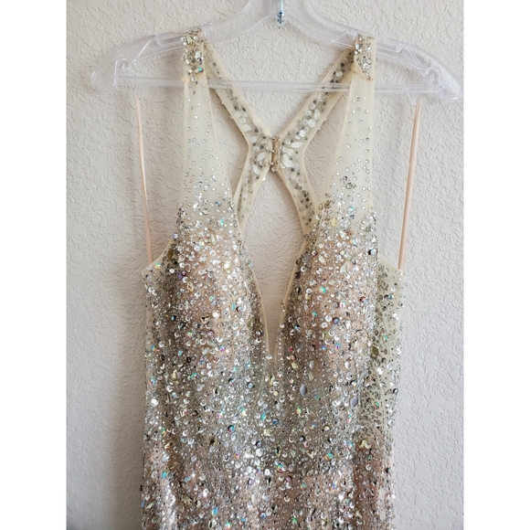 Rhinestone beaded mesh gown - Picture 8 of 15